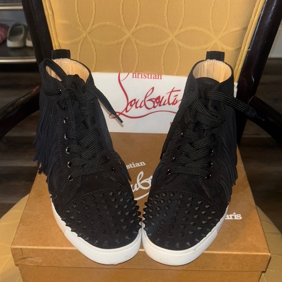 Christian Louboutin Shoes - Christian Louboutin Black Suede Spiked High-Top Sneakers